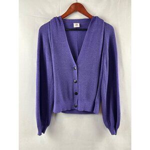 Cabi Purple Button-Up Ribbed Cardigan Sweater S